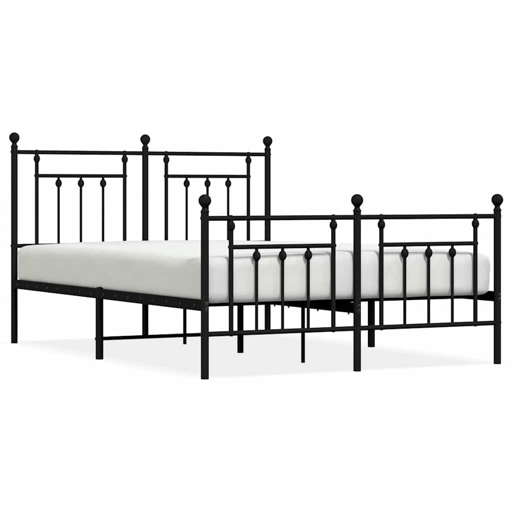 Giroletto con Testiera e Pediera Metallo Nero 140x190 cm | homemem39