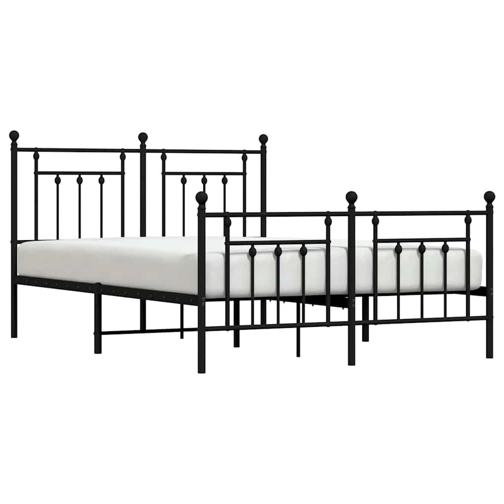 Giroletto con Testiera e Pediera Metallo Nero 140x190 cm