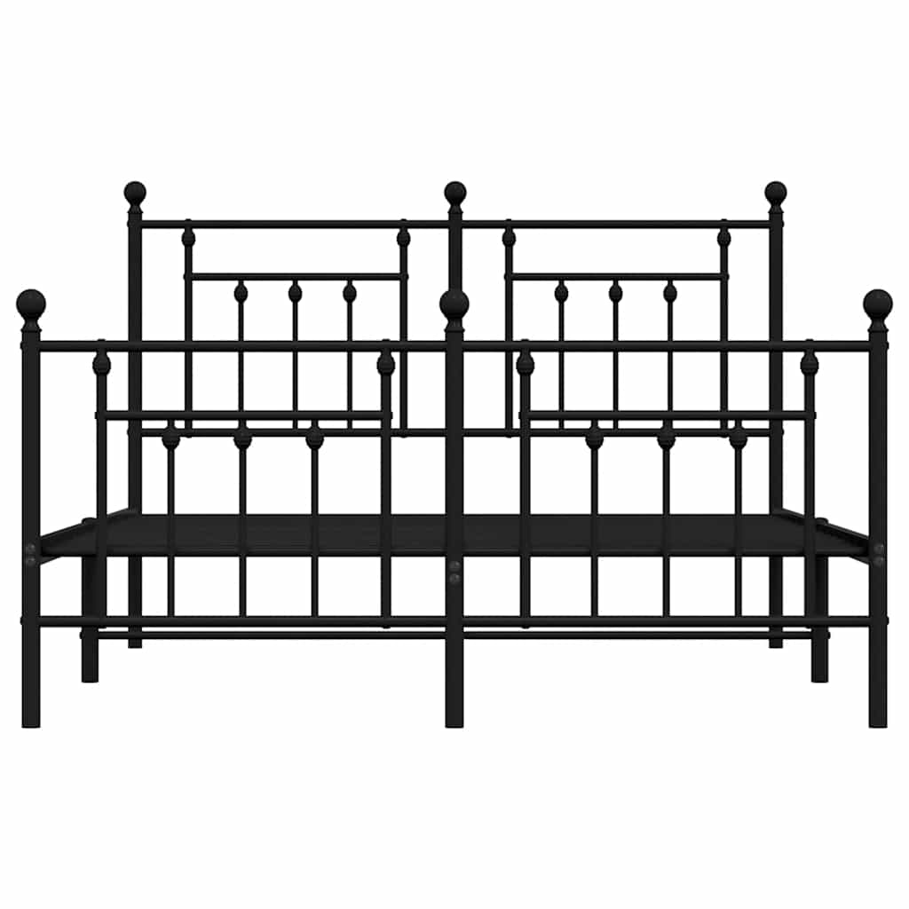 Giroletto con Testiera e Pediera Metallo Nero 140x190 cm
