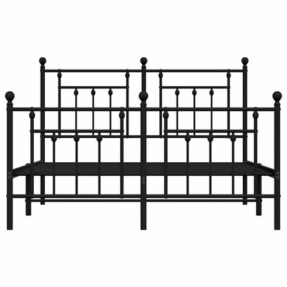 Giroletto con Testiera e Pediera Metallo Nero 140x190 cm