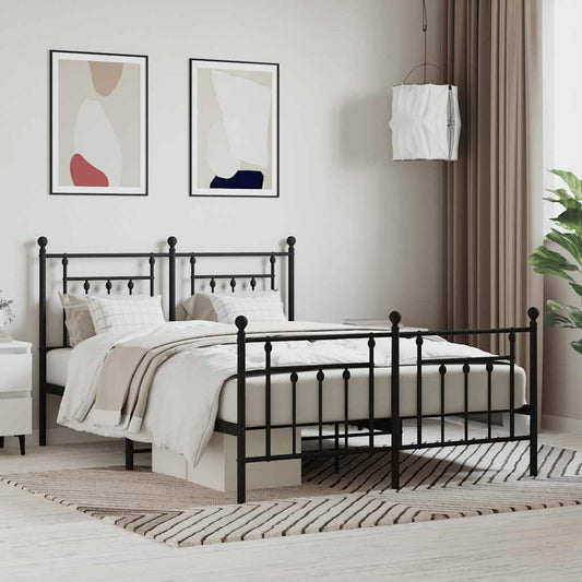 Giroletto con Testiera e Pediera Metallo Nero 140x190 cm | homemem39