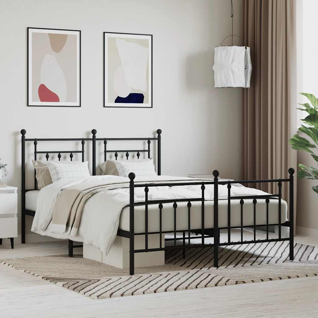 Giroletto con Testiera e Pediera Metallo Nero 140x190 cm