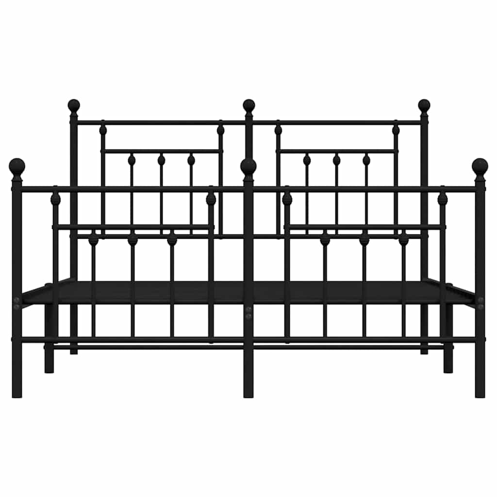 Giroletto con Testiera e Pediera Metallo Nero 150x200 cm