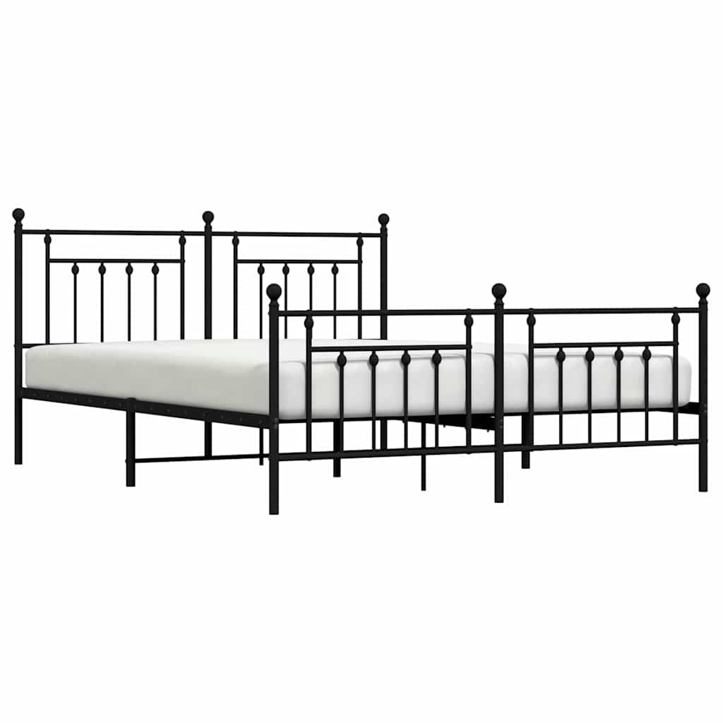Giroletto con Testiera e Pediera Metallo Nero 183x213 cm