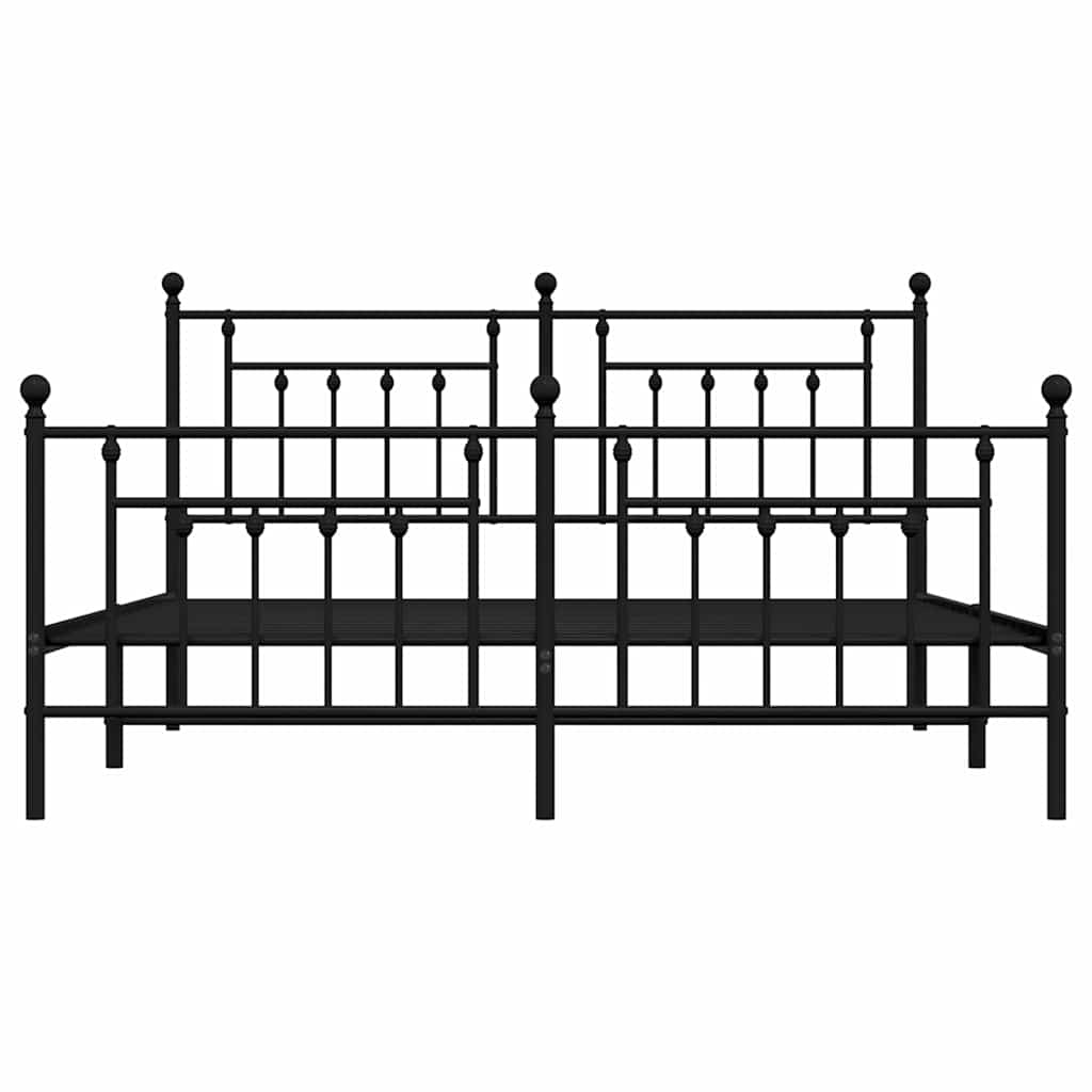 Giroletto con Testiera e Pediera Metallo Nero 183x213 cm