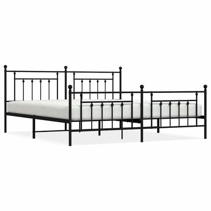 Giroletto con Testiera e Pediera Metallo Nero 193x203 cm | homemem39