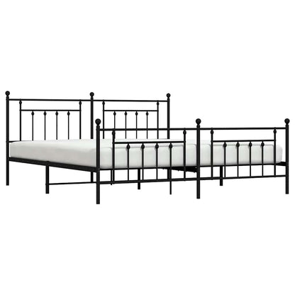 Giroletto con Testiera e Pediera Metallo Nero 193x203 cm | homemem39