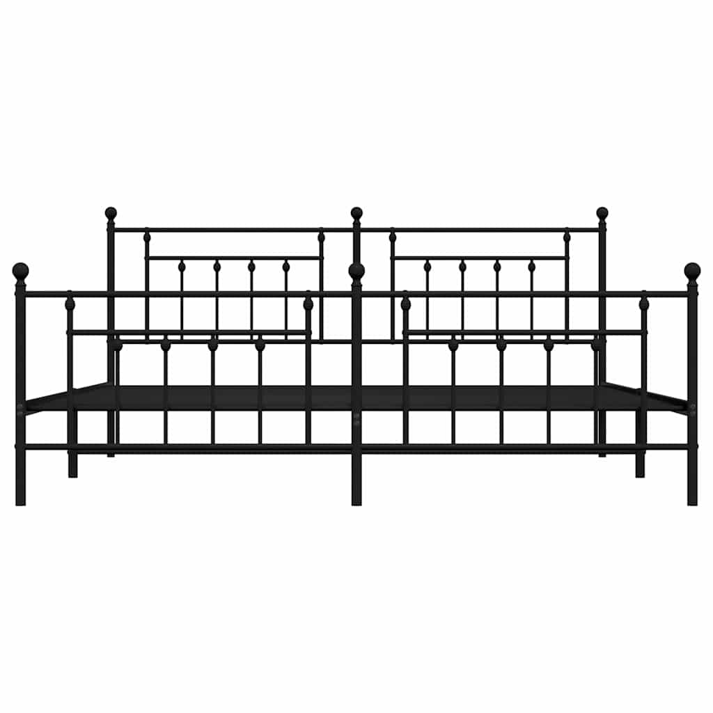 Giroletto con Testiera e Pediera Metallo Nero 193x203 cm