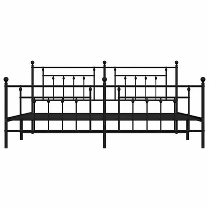 Giroletto con Testiera e Pediera Metallo Nero 193x203 cm