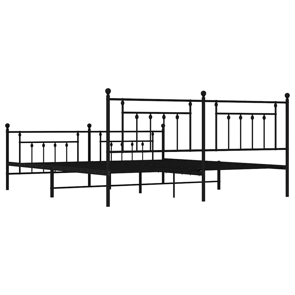 Giroletto con Testiera e Pediera Metallo Nero 193x203 cm