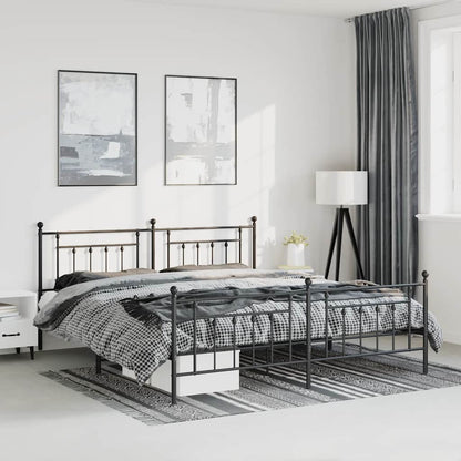 Giroletto con Testiera e Pediera Metallo Nero 193x203 cm | homemem39