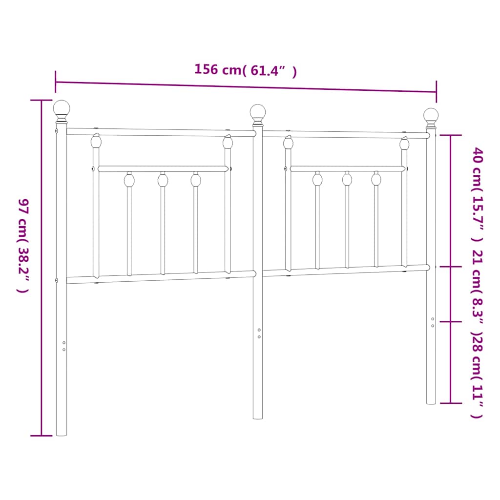 Testiera di Ricambio in Metallo Nero 150 cm | homemem39