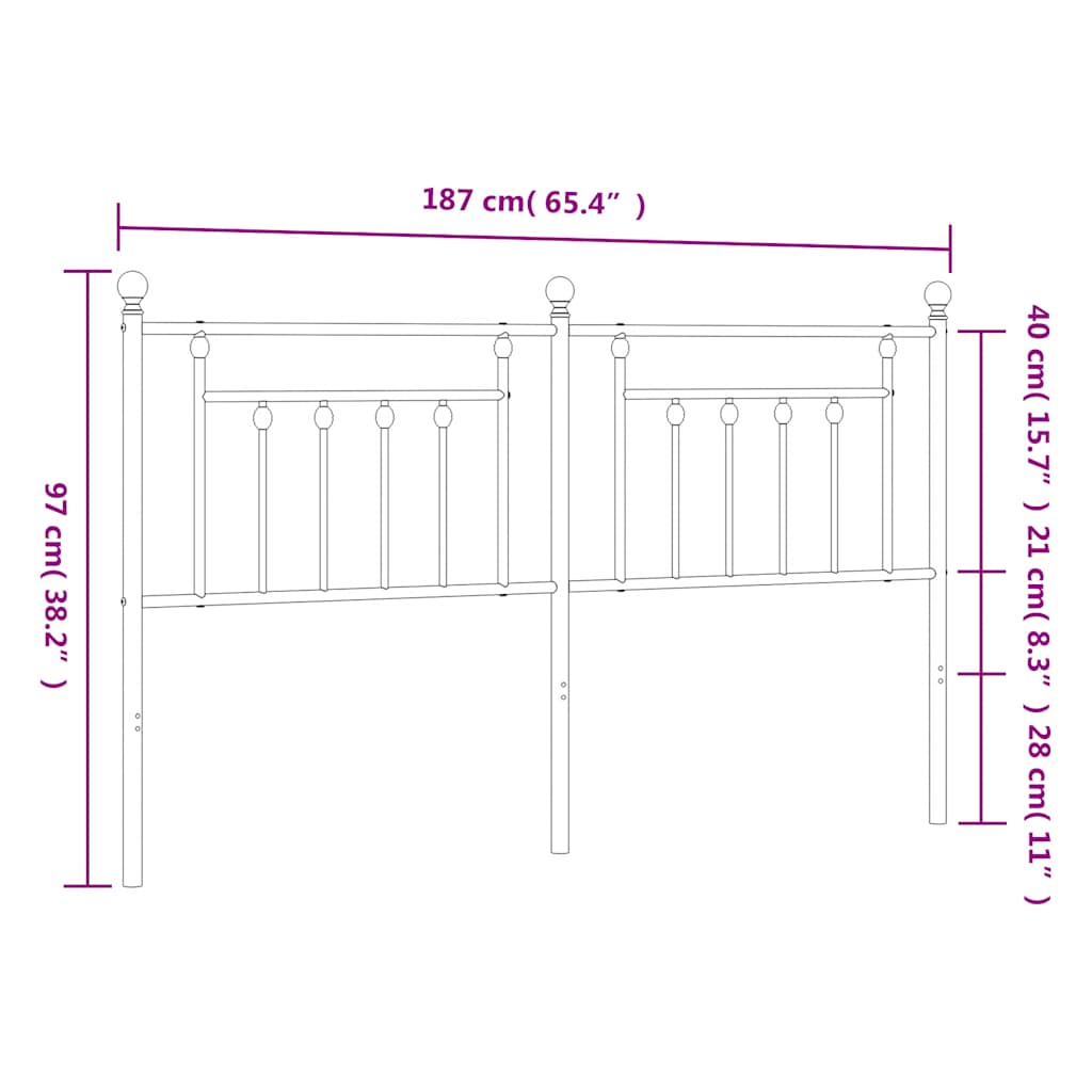 Testiera di Ricambio in Metallo Nero 180 cm | homemem39