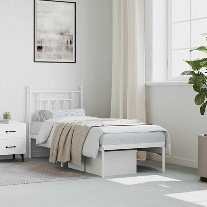 Giroletto senza Materaso con Testiera Metallo Bianco 75x190 cm