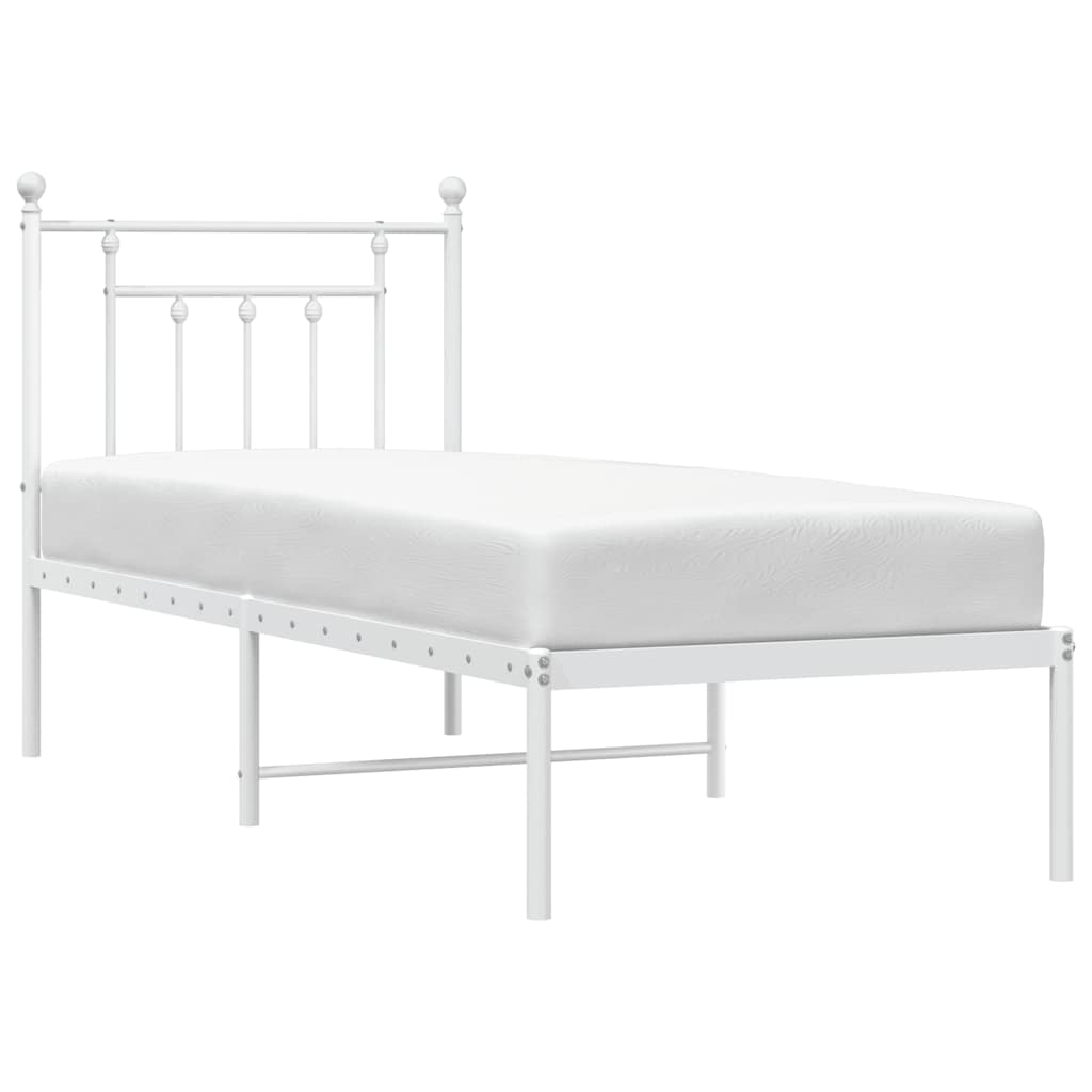 Giroletto senza Materaso con Testiera Metallo Bianco 75x190 cm