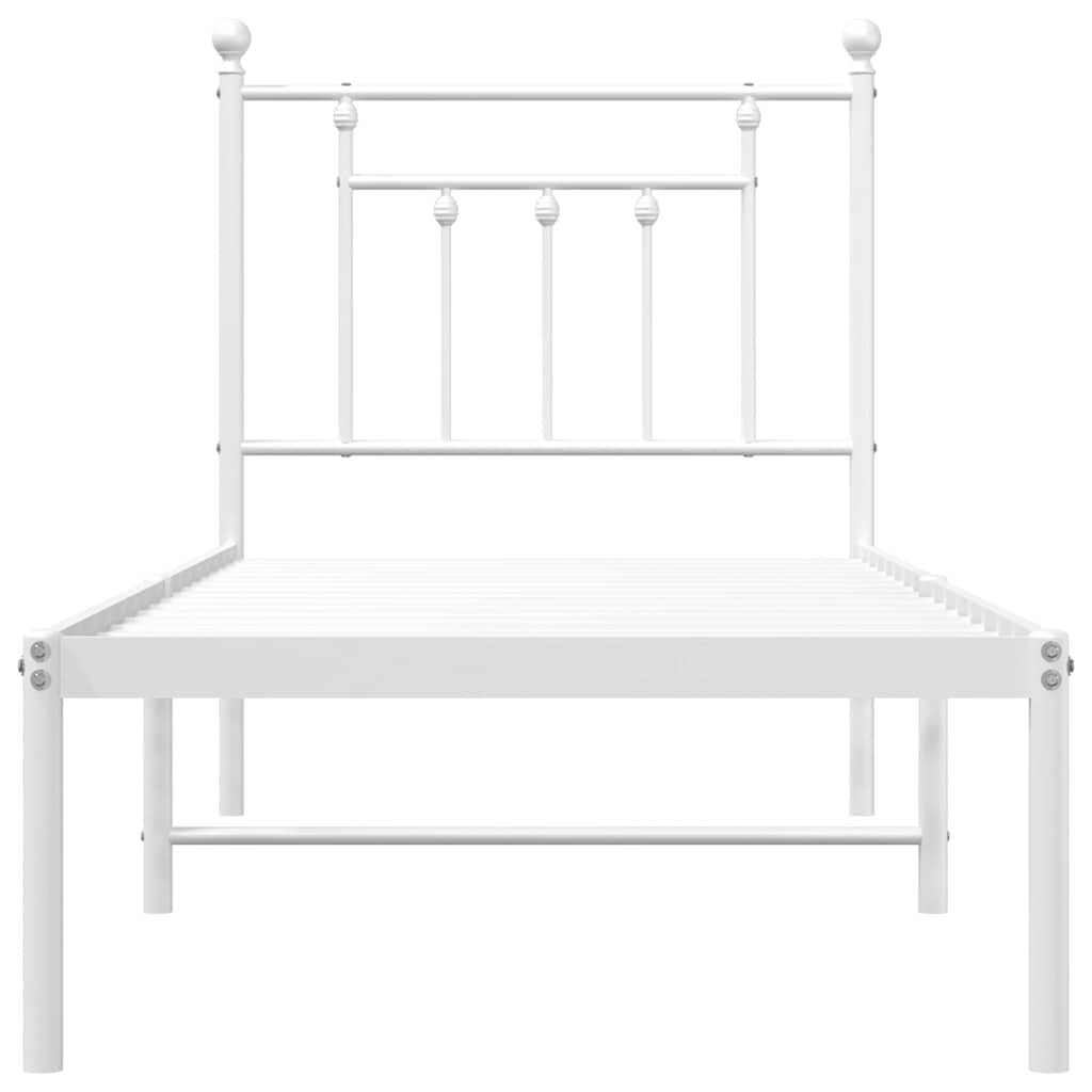 Giroletto senza Materaso con Testiera Metallo Bianco 75x190 cm