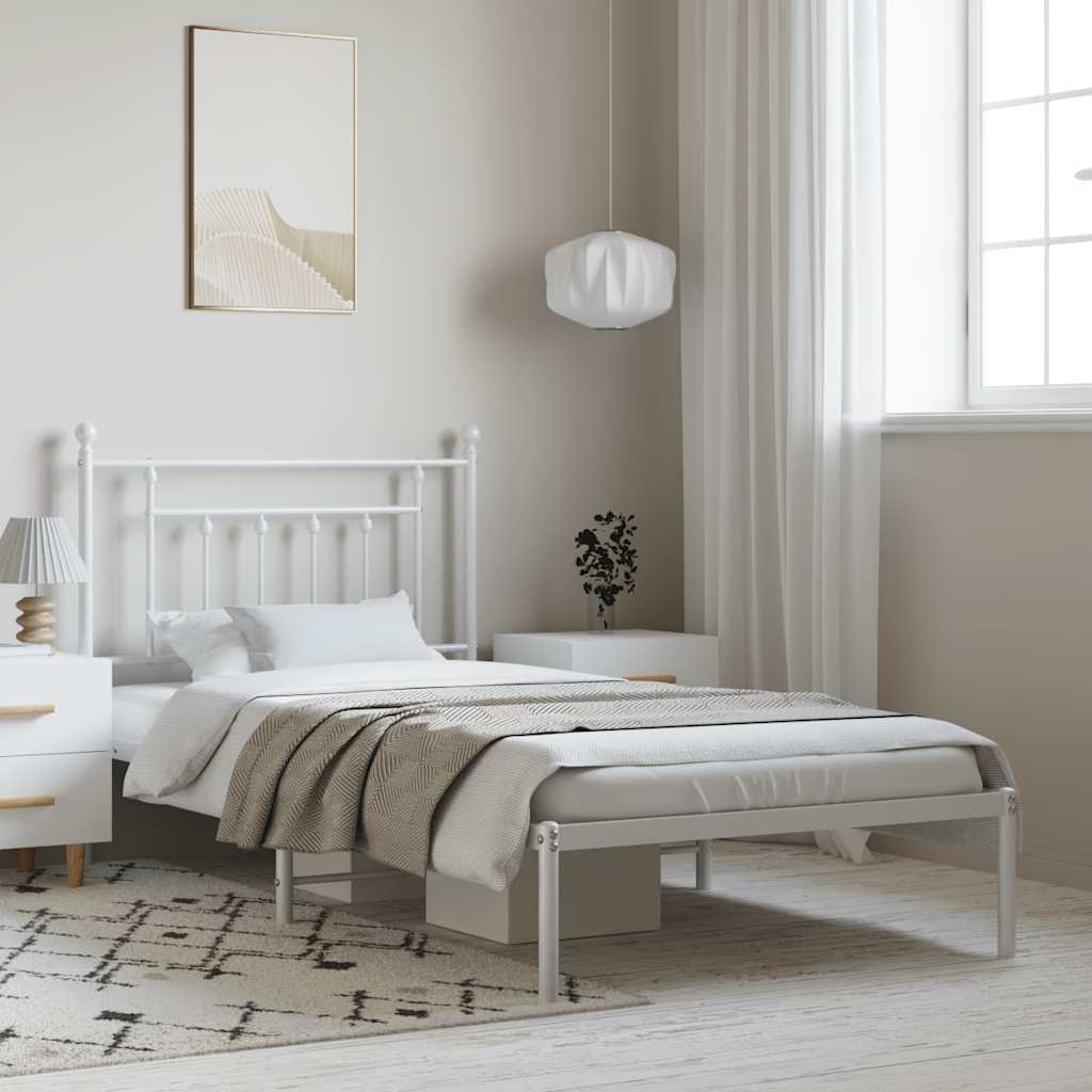 Giroletto con Testiera Metallo Bianco 100x190 cm | homemem39