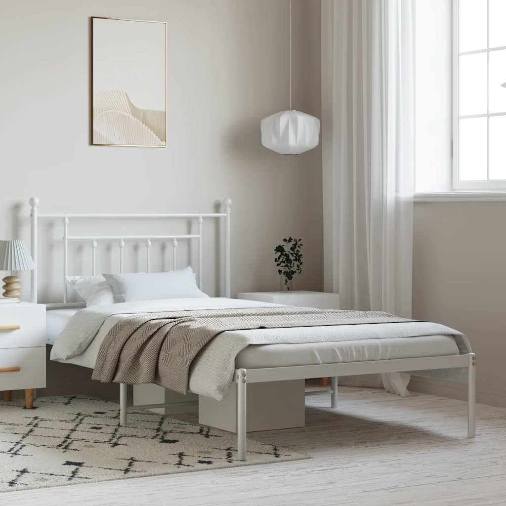 Giroletto con Testiera Metallo Bianco 100x200 cm | homemem39