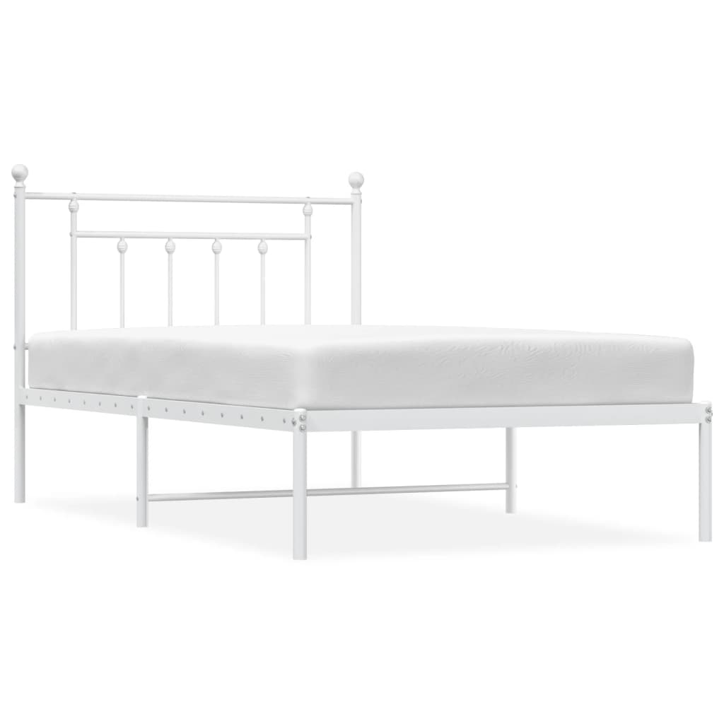 Giroletto con Testiera Metallo Bianco 107x203 cm