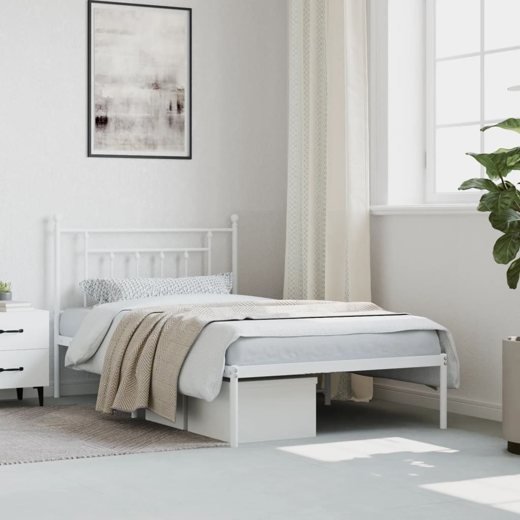 Giroletto con Testiera Metallo Bianco 107x203 cm