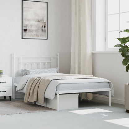 Giroletto con Testiera Metallo Bianco 107x203 cm