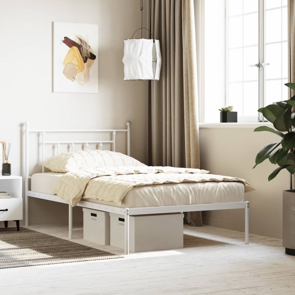 Giroletto con Testiera Metallo Bianco 107x203 cm | homemem39