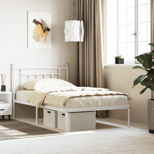 Giroletto con Testiera Metallo Bianco 107x203 cm | homemem39