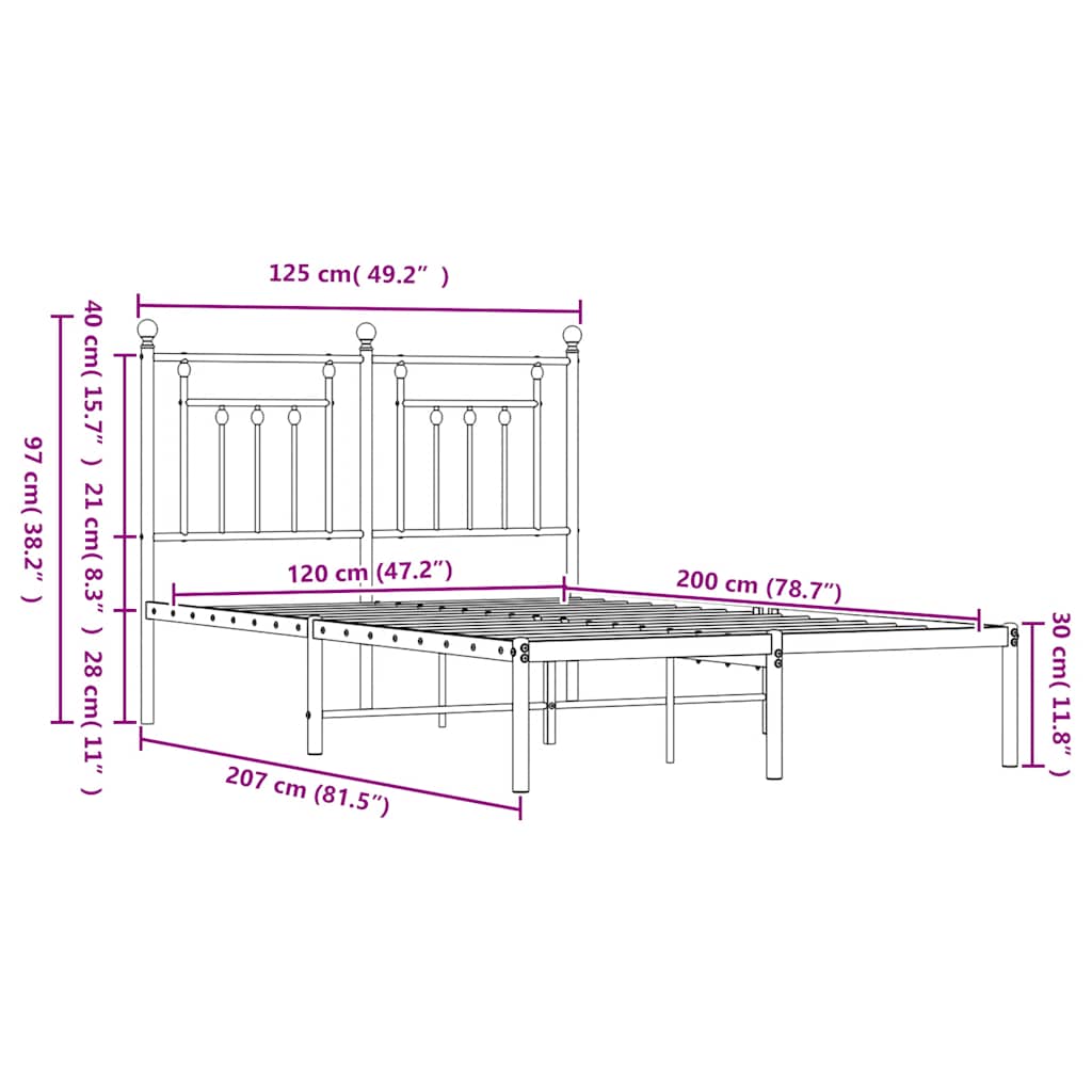 Giroletto con Testiera in Metallo Bianco 120x200 cm