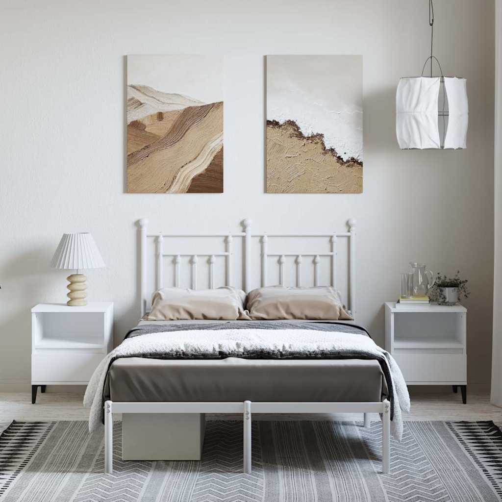 Giroletto con Testiera Metallo Bianco 135x190 cm