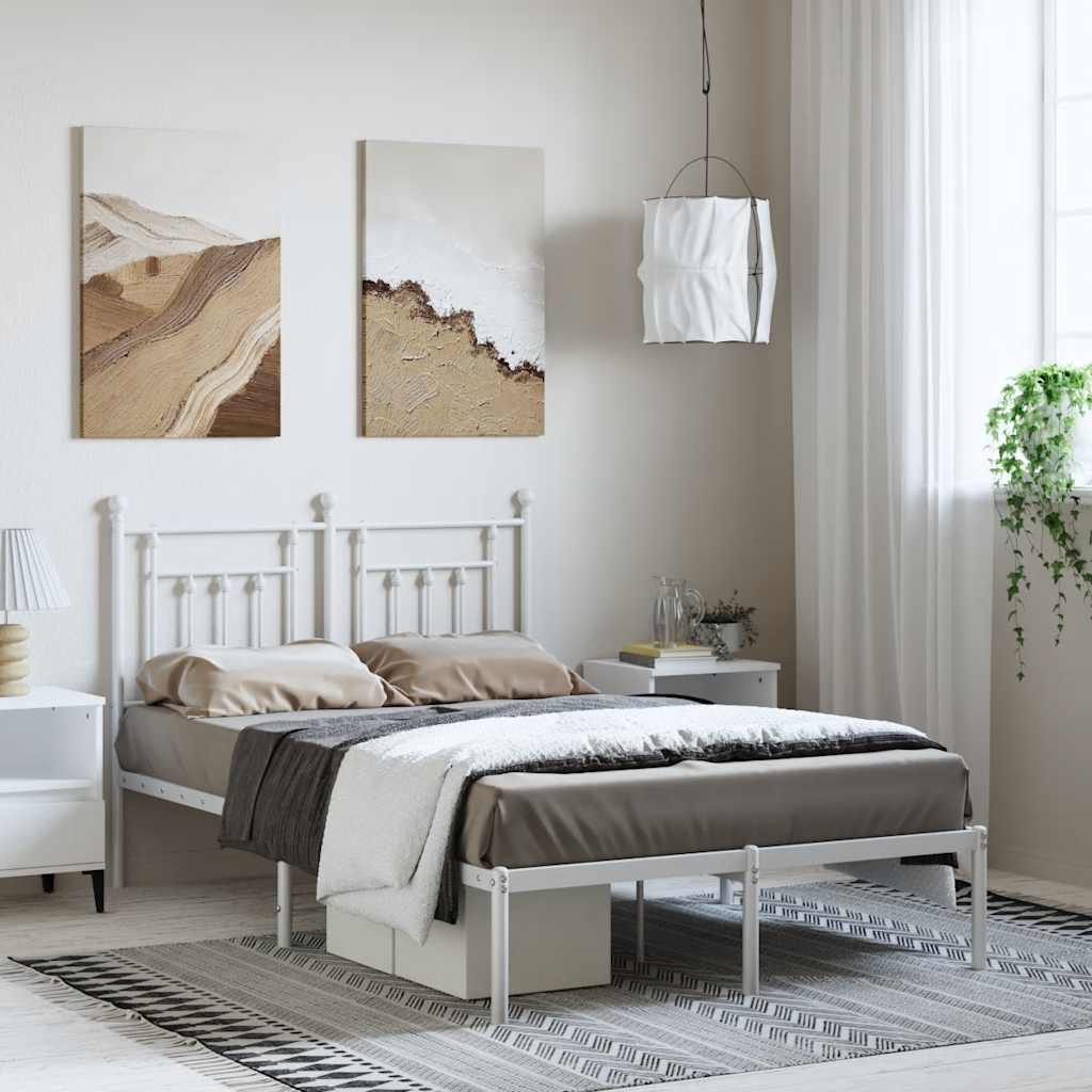 Giroletto con Testiera Metallo Bianco 135x190 cm | homemem39