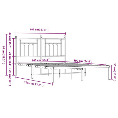 Giroletto con Testiera Metallo Bianco 140x190 cm