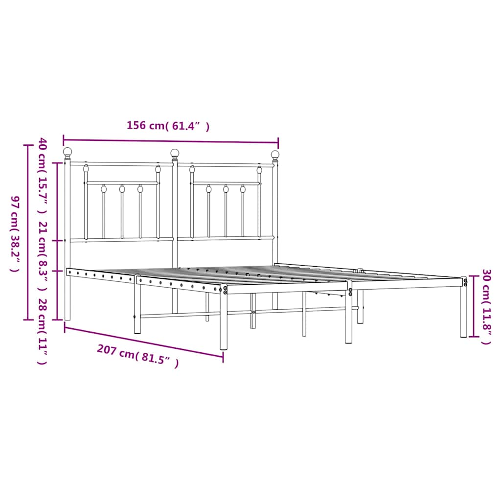 Giroletto con Testiera Metallo Bianco 150x200 cm | homemem39