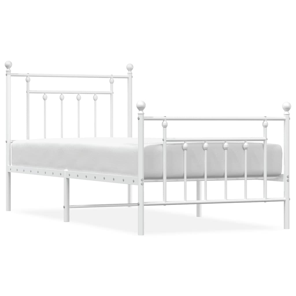 Giroletto con Testiera e Pediera Metallo Bianco 90x190 cm | homemem39
