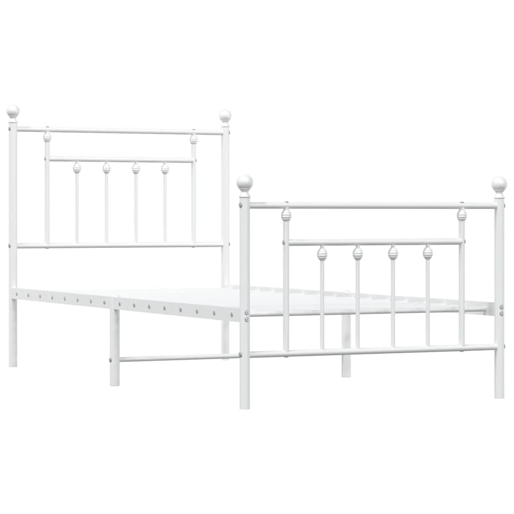 Giroletto con Testiera e Pediera Metallo Bianco 90x190 cm | homemem39