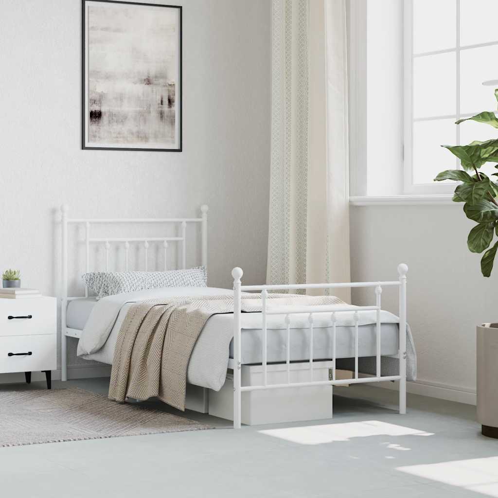 Giroletto con Testiera e Pediera Metallo Bianco 90x190 cm