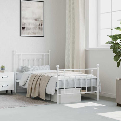 Giroletto con Testiera e Pediera Metallo Bianco 90x190 cm