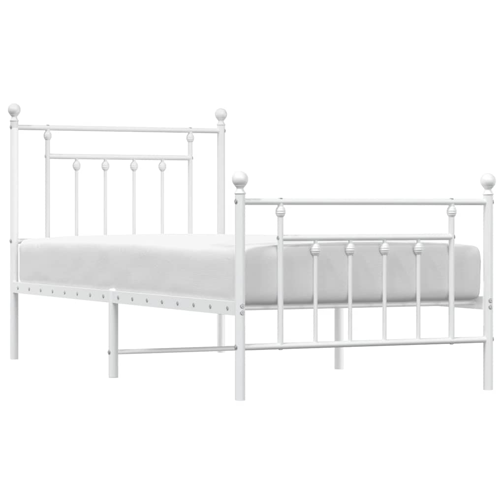 Giroletto con Testiera e Pediera Metallo Bianco 90x190 cm | homemem39
