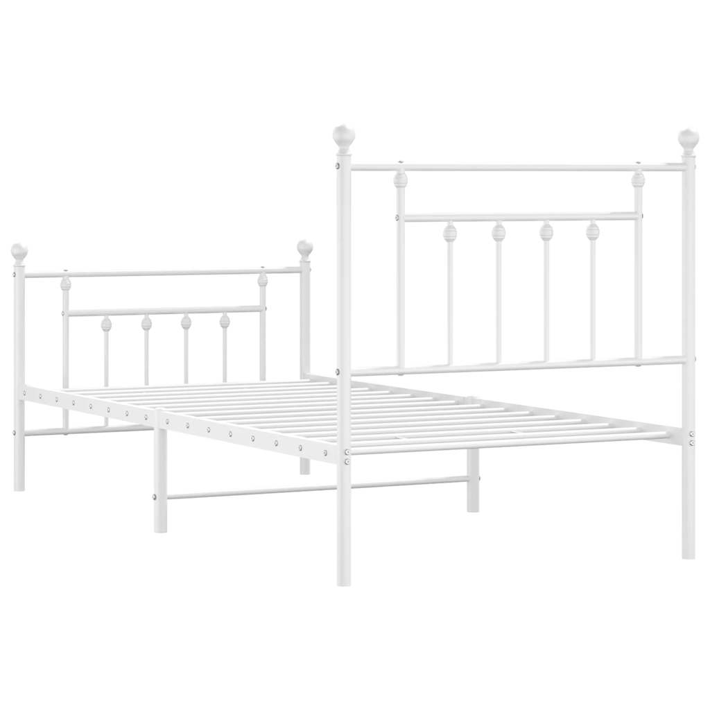 Giroletto con Testiera e Pediera Metallo Bianco 90x190 cm | homemem39