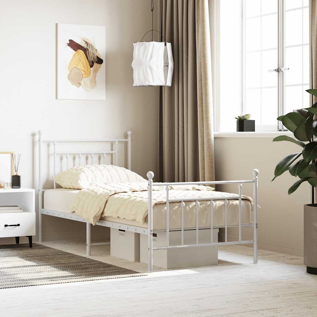 Giroletto con Testiera e Pediera Metallo Bianco 90x190 cm | homemem39