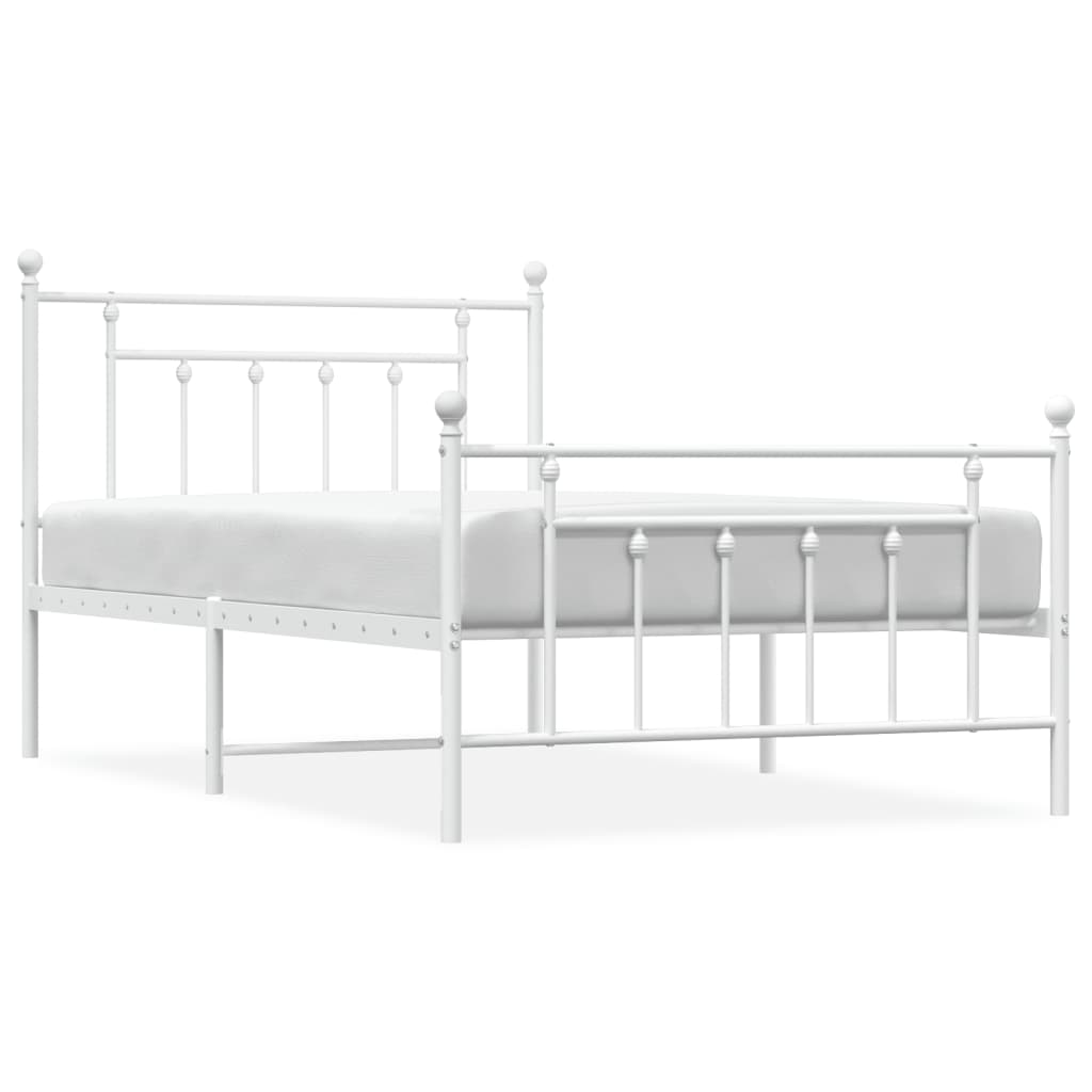 Giroletto con Testiera e Pediera Metallo Bianco 107x203 cm