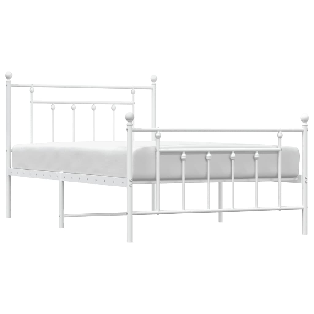 Giroletto con Testiera e Pediera Metallo Bianco 107x203 cm | homemem39