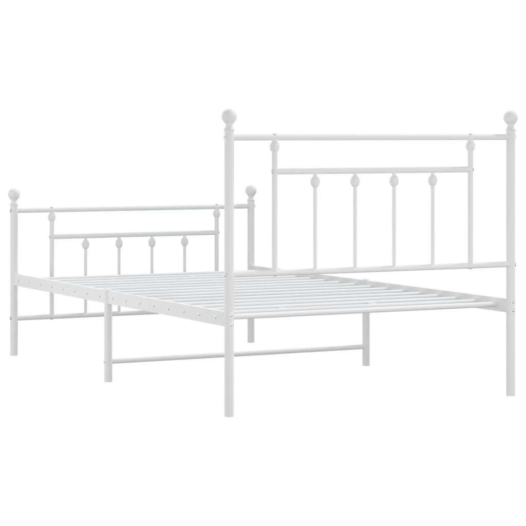Giroletto con Testiera e Pediera Metallo Bianco 107x203 cm