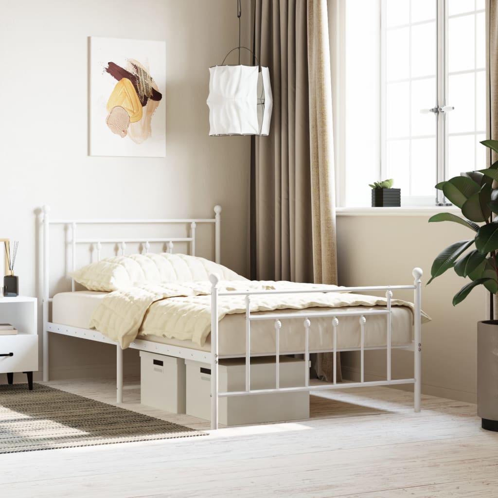 Giroletto con Testiera e Pediera Metallo Bianco 107x203 cm | homemem39
