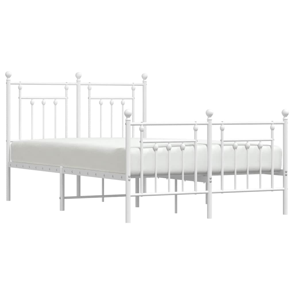 Giroletto con Testiera e Pediera Metallo Bianco 120x190 cm