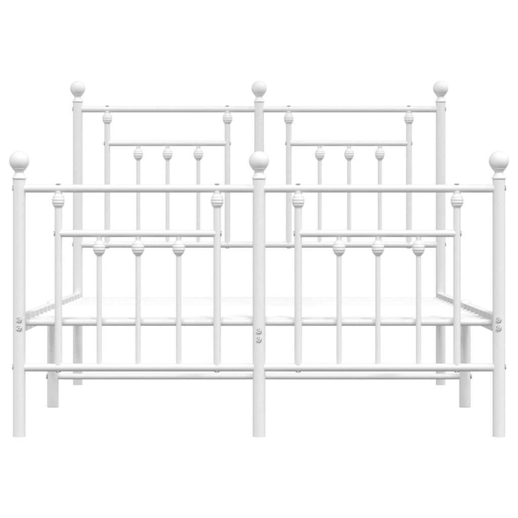 Giroletto con Testiera e Pediera Metallo Bianco 120x190 cm
