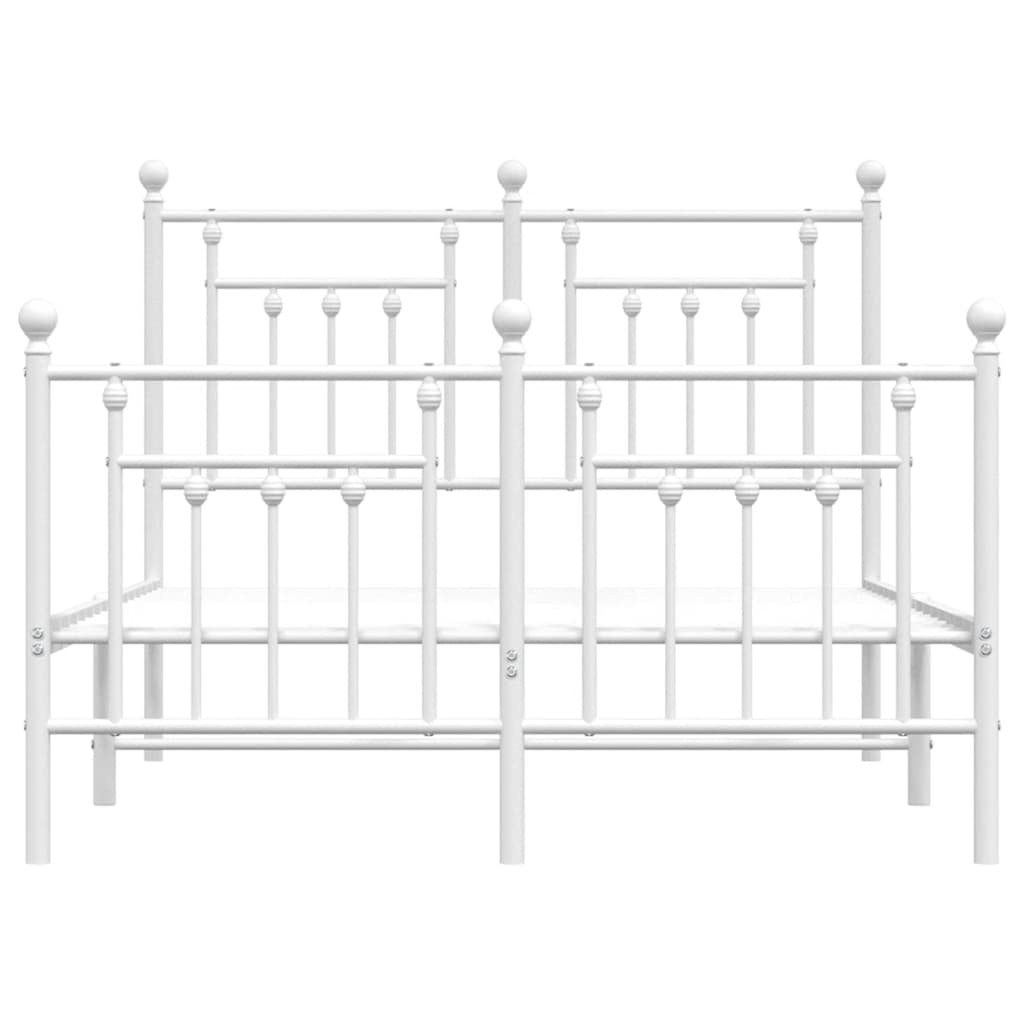 Giroletto con Testiera e Pediera Metallo Bianco 120x200 cm