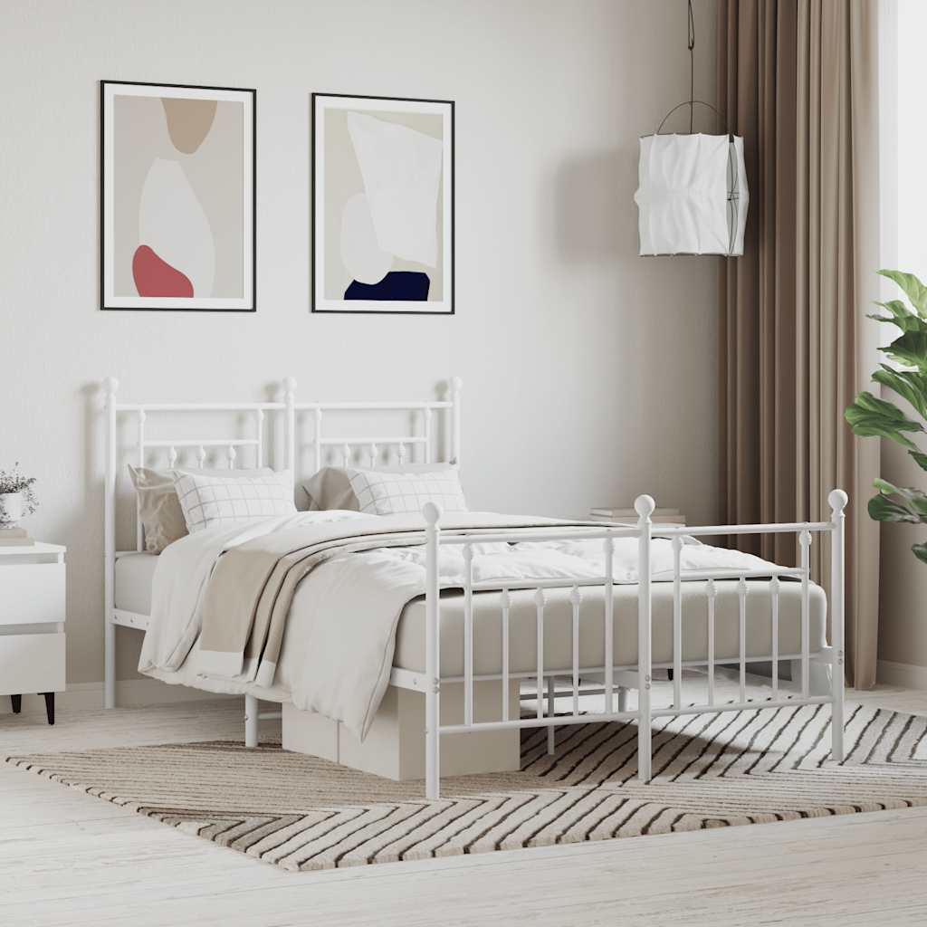 Giroletto con Testiera e Pediera Metallo Bianco 120x200 cm | homemem39