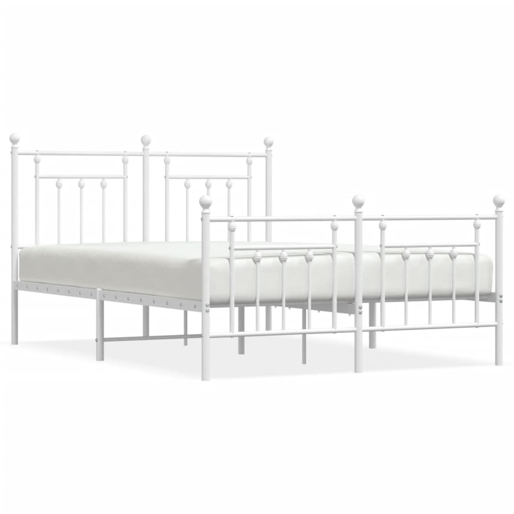 Giroletto con Testiera e Pediera Metallo Bianco 140x190 cm | homemem39