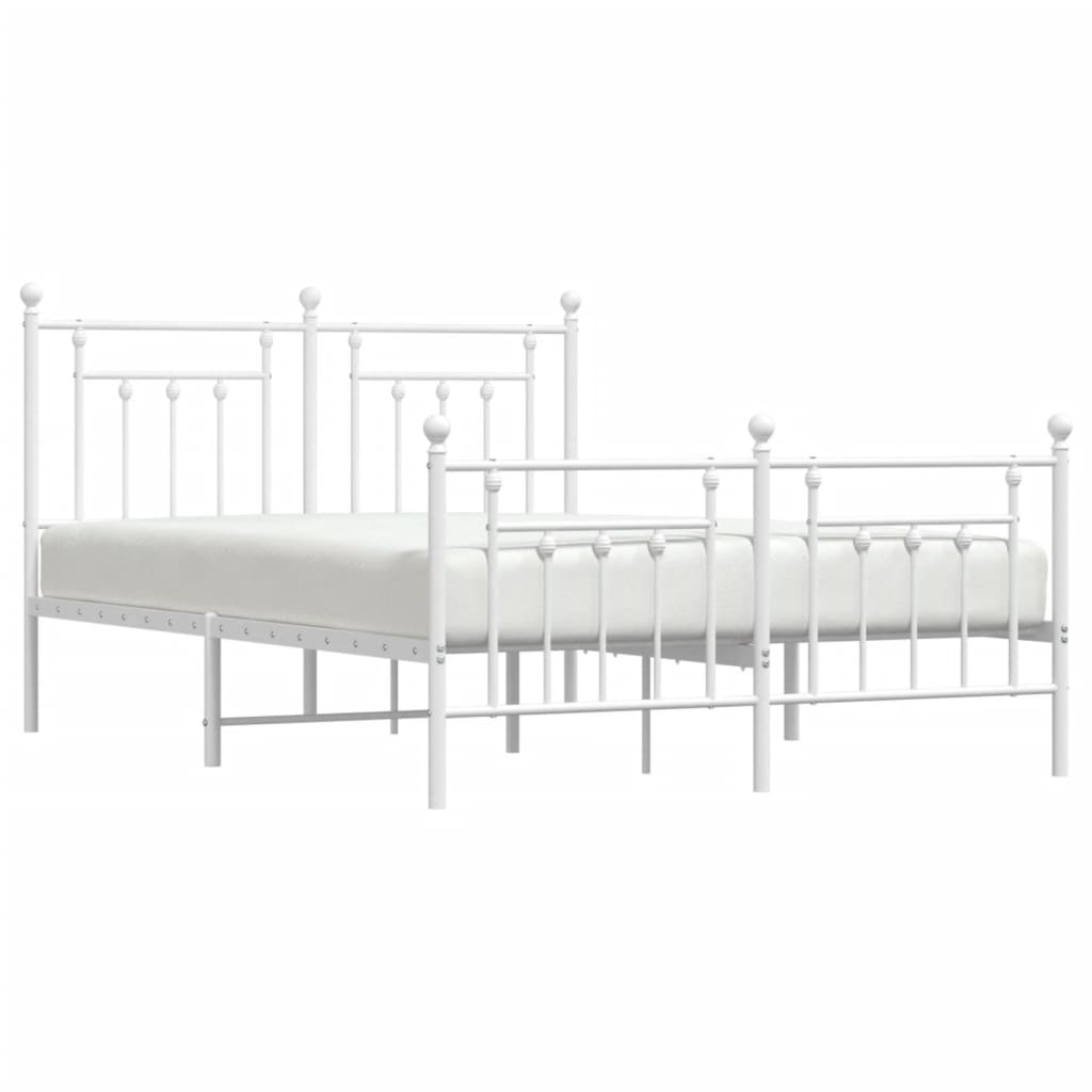 Giroletto con Testiera e Pediera Metallo Bianco 140x190 cm | homemem39