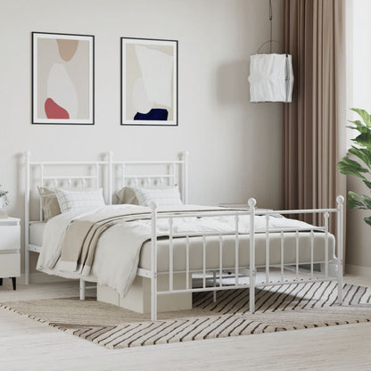 Giroletto con Testiera e Pediera Metallo Bianco 140x190 cm | homemem39